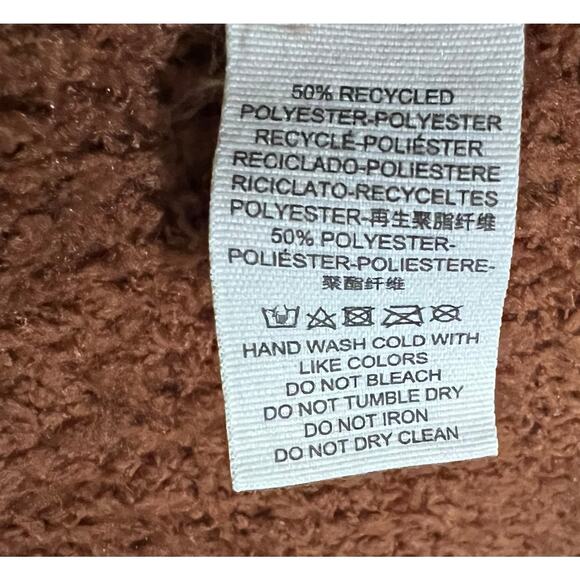 Free People Womens Oversized Fuzzy Boucle Wrap Scarf Fringe Brown 17”x 80” - Picture 8 of 8